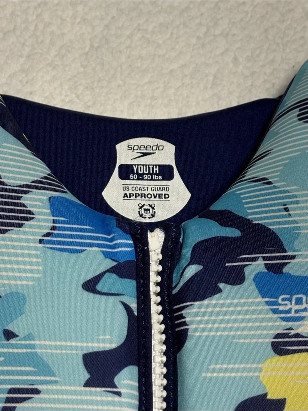 Speedo Youth Blue & Yellow Camo Swim Vest LP 50-90 lbs